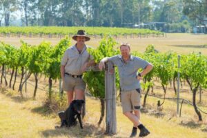 Sam and Brett in the Saddlers vineyard