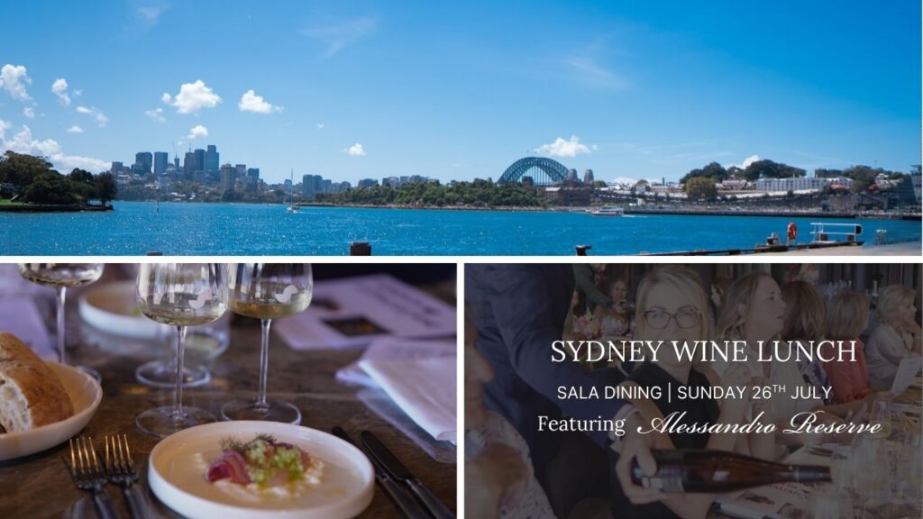 Sydney wine lunch with Alessandro Reserve wines at Sala Dining, Jones Bay Wharf Pyrmont